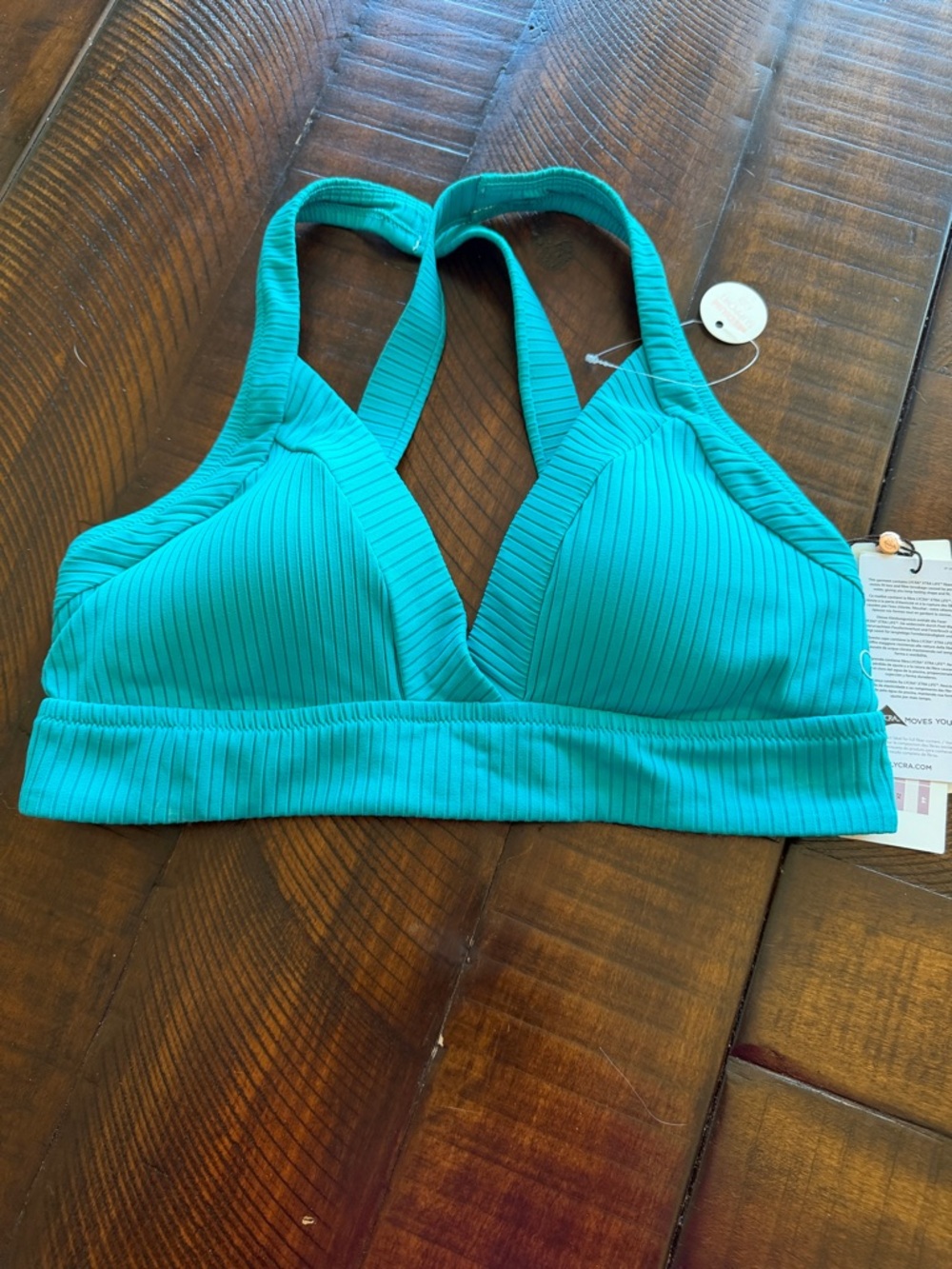 Women's Ribbed Teal Bikini Top Comfortable Support